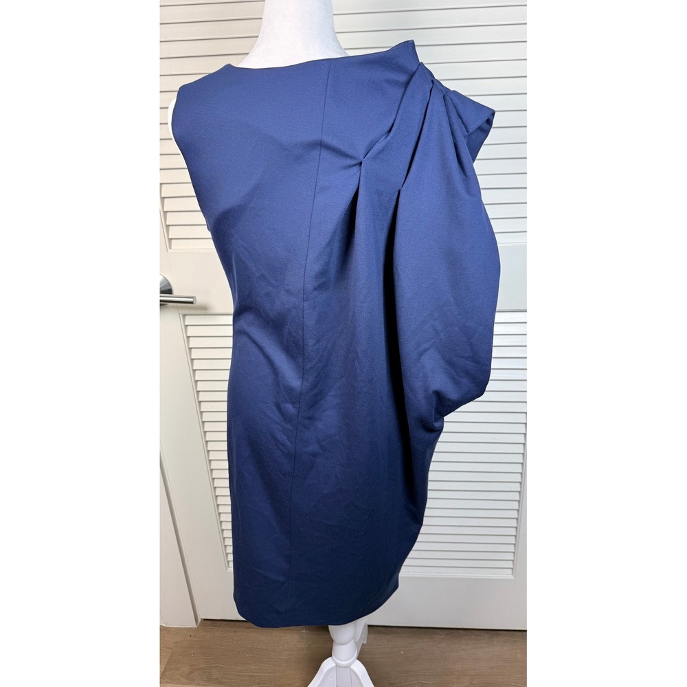 Ted Baker Navy Sculpted Bow Detail Sheath Dress Size 10 - Picture 3 of 8